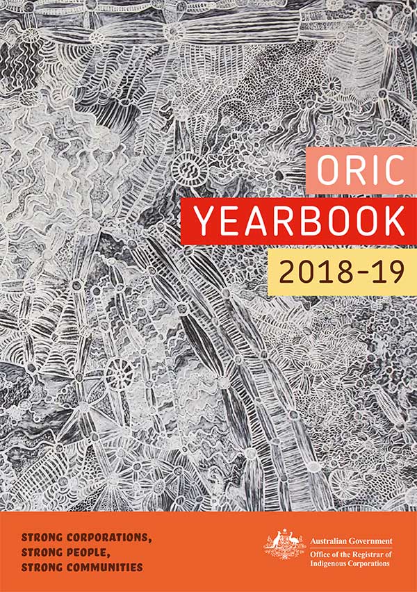 Front cover of the Yearbook 2018–19 showing Betty Muffler's painting Ngura (Country) 2017