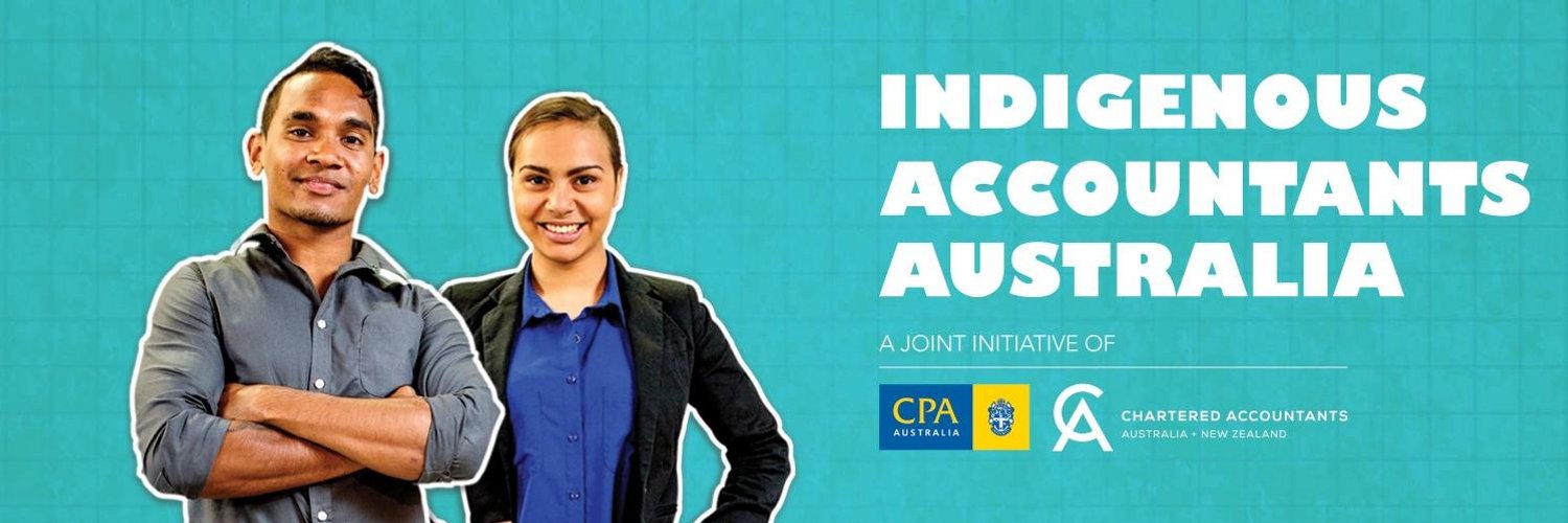 banner showing two young Indigenous accountants, promoting Indigenous Accountants Australia