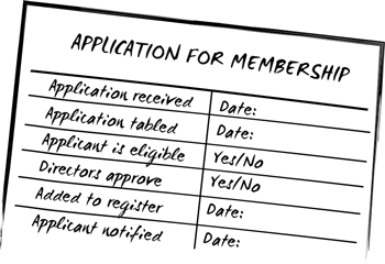 Illustration of the steps to process a membership application