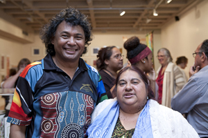 Photo: Thalep Ahmet with Yvonne Payne at the launch. Photo: Rockhampton Art Gallery 