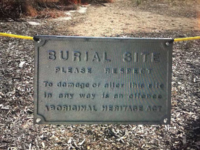 Plaque headed BURIAL SITE