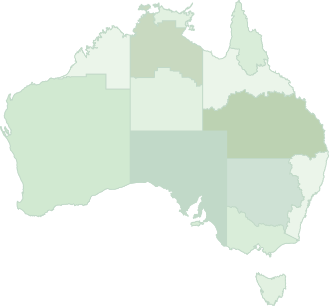 Map of Australia showing the Department of Prime Minister and Cabinet's 12 regional network areas