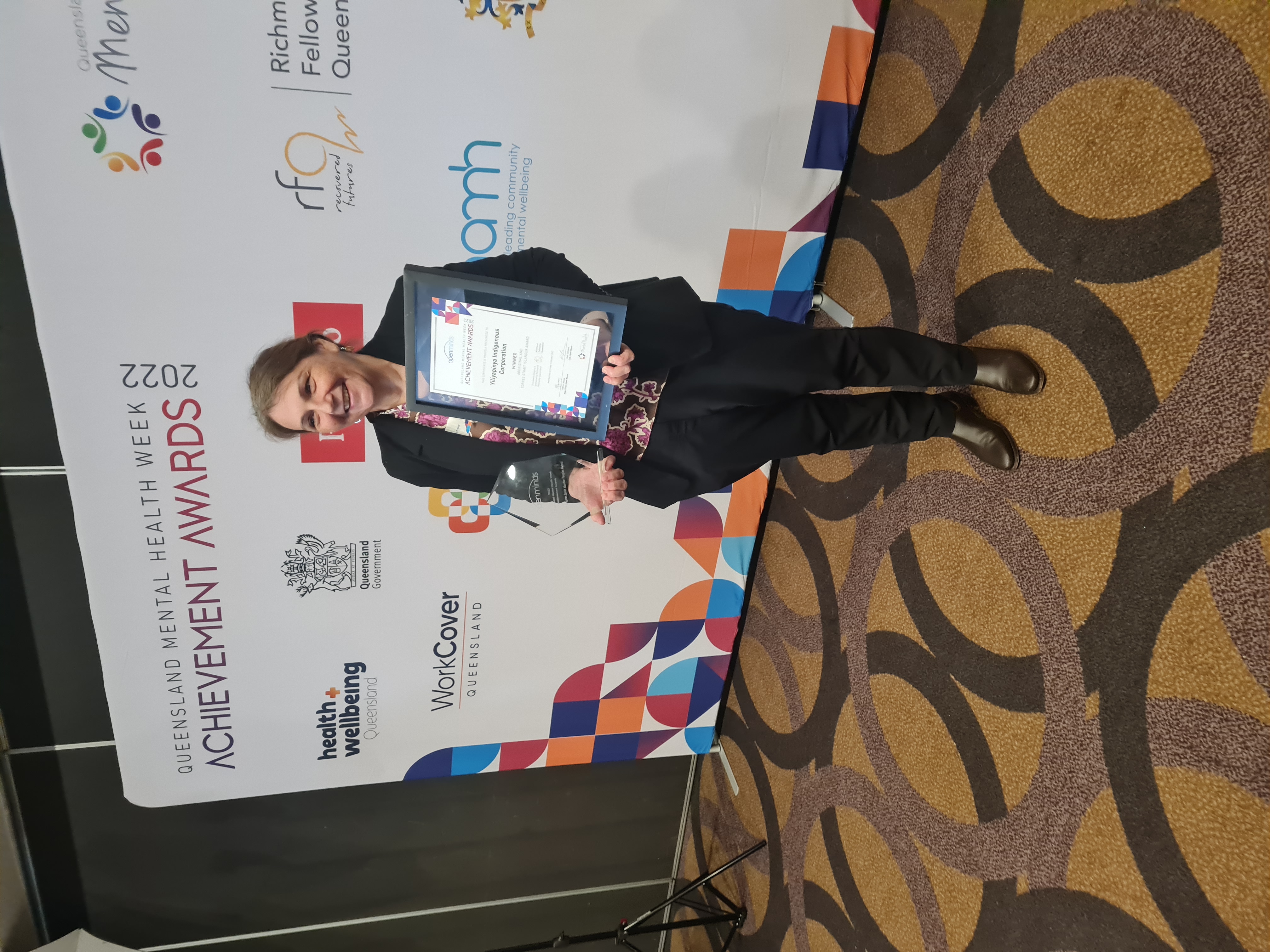 Sheryl receives awards at the Queensland Mental Health Achievement Awards in 2022