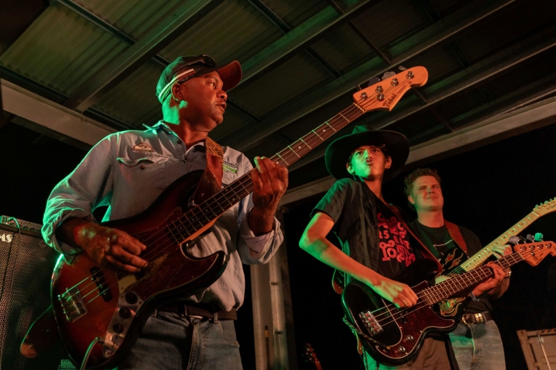 A student from Cooktown plays during a music bootcamp 