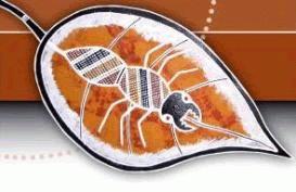 A drawing of a leaf with an ant on it