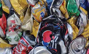 A collection of crushed aluminium cans