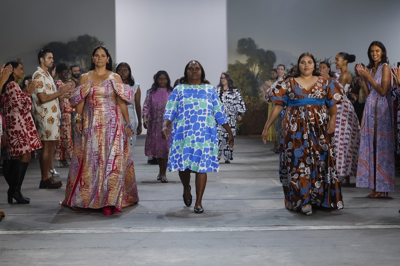 Women walking down a fashion runway