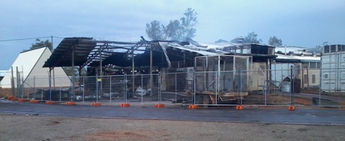 A burnt-out building