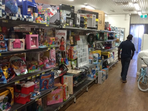 Toys on a store shelf