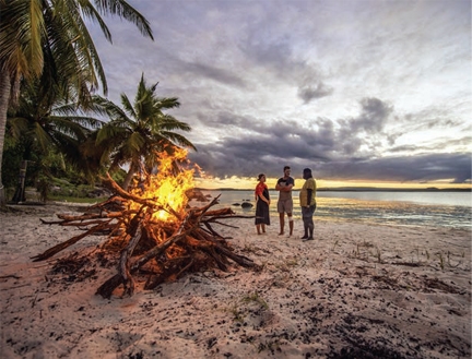 A bonfire on a beach